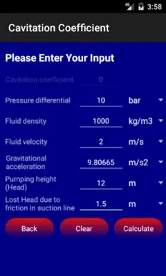 Cavitation Coefficient Lite android App screenshot 6